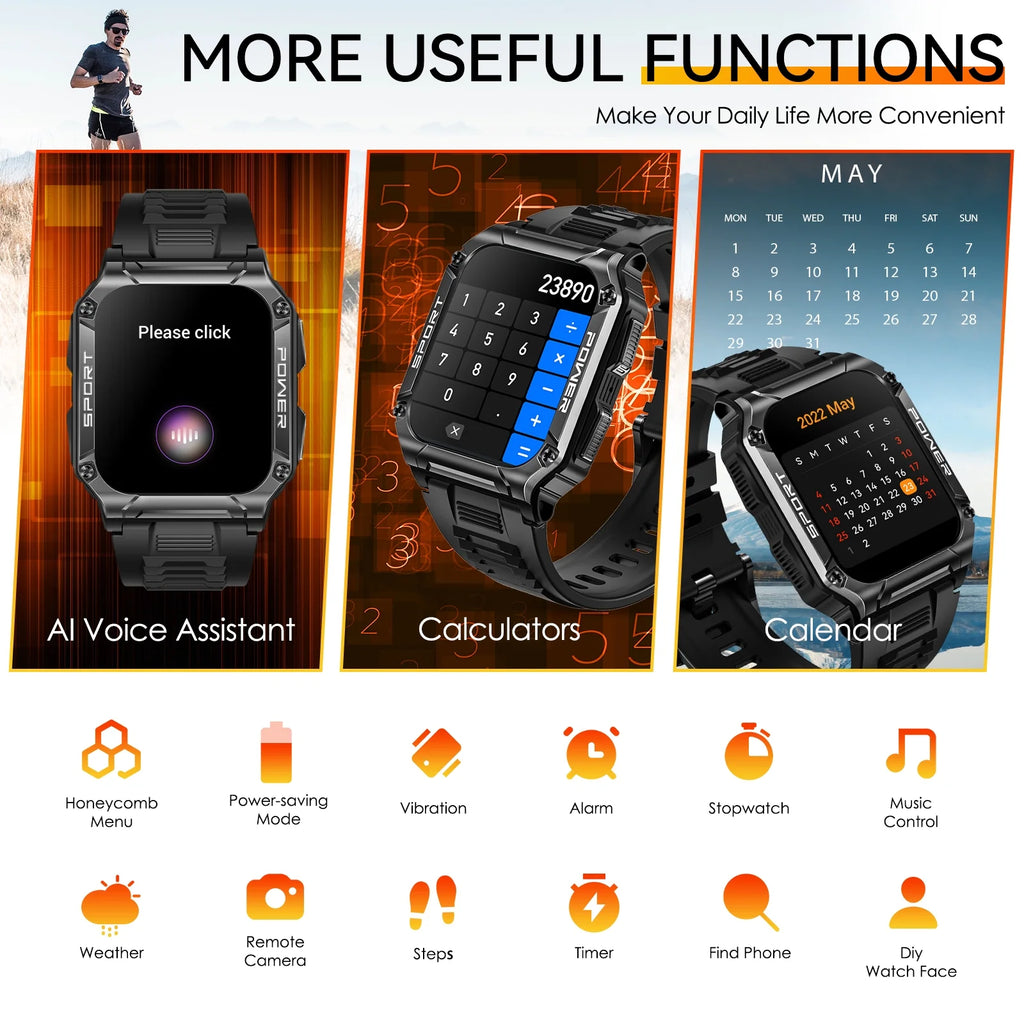 Rugged Tactical Smartwatch with 1.95" HD Screen N333167