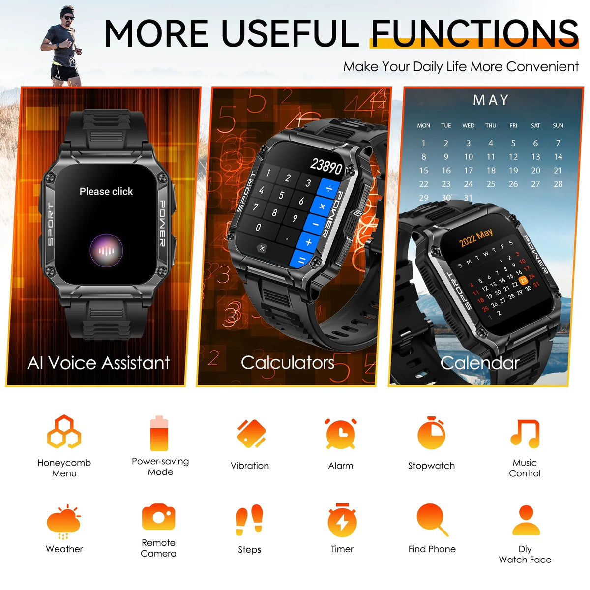Rugged Tactical Smartwatch with 1.95" HD Screen N333167