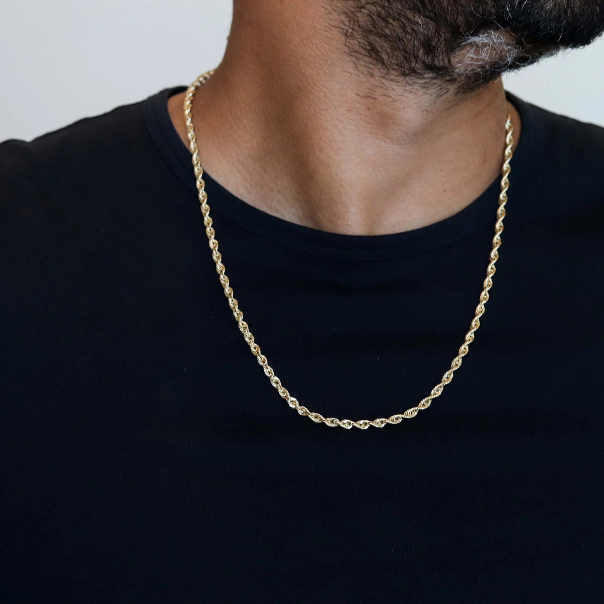 14K Solid Gold Rope Chain Necklace 4mm 16" - 24" N26577