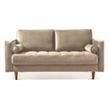 Mid-Century Velvet Loveseat in Brown Taupe D497635