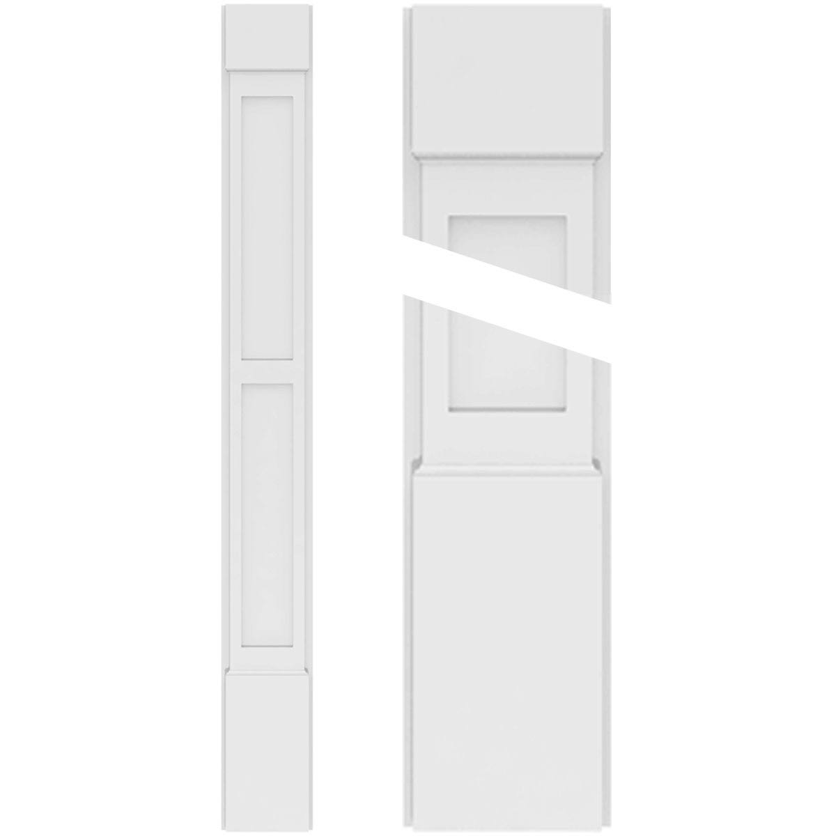 Two Equal Flat Panel PVC Pilaster with Capital and Base (Pair) O18762