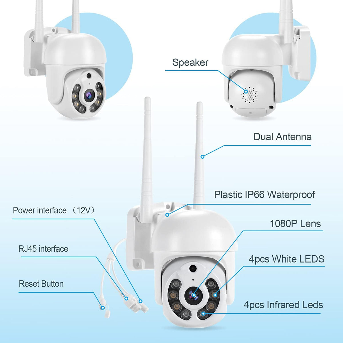 2K Wireless 8CH NVR 4PCS Outdoor WiFi PT Camera with Night Vision A606752