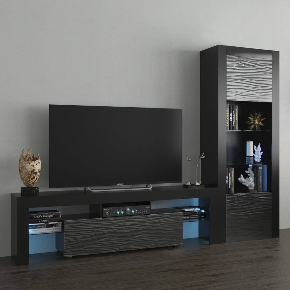 Black Modern Wall Unit Entertainment Center H55461