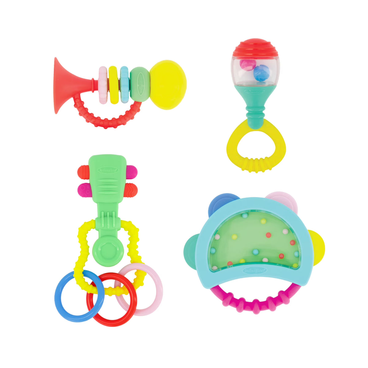 4-Piece Multicolor Teether and Rattle Set B40869