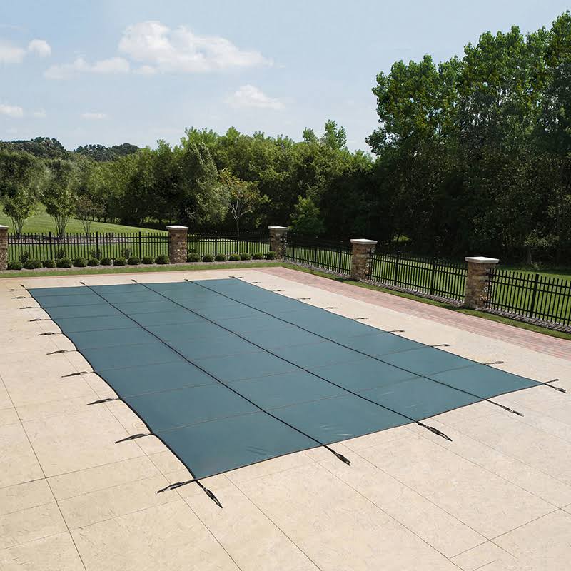Blue 20-Year Ultra Light Solid Safety Cover for 12-ft x 20-ft Pool w/ Right Step A4486