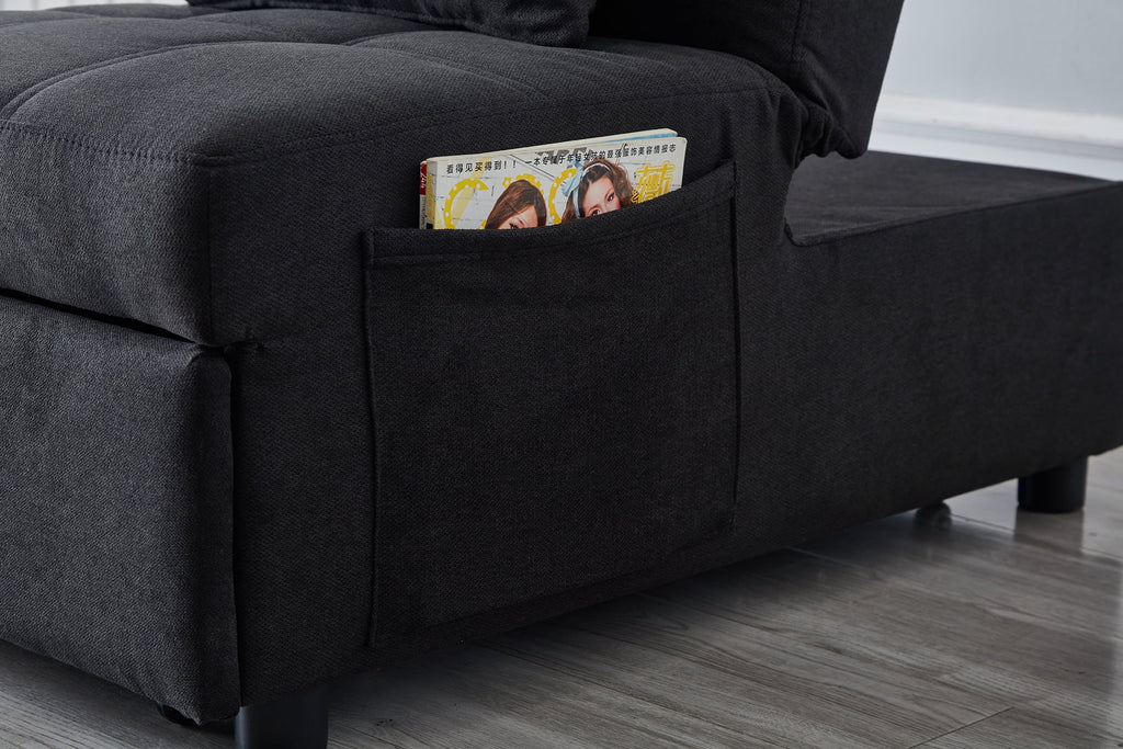 Recliner Chair Bed with Black Linen Fabric M4236