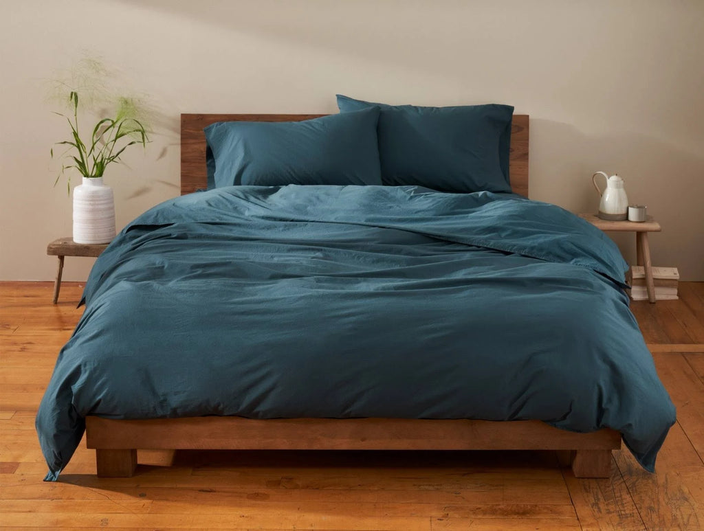 Organic Crinkled Percale Twin Duvet Cover Undyed P61396
