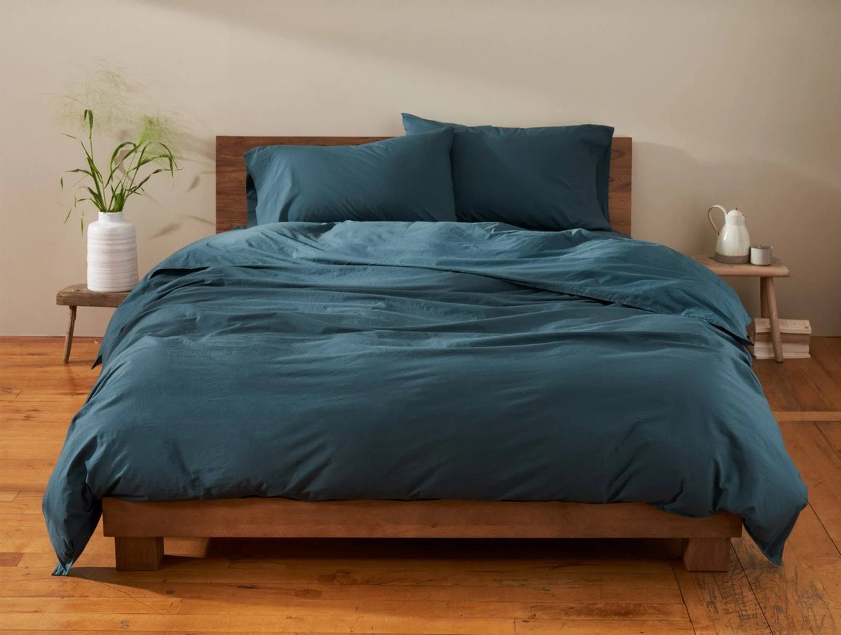 Organic Crinkled Percale Twin Duvet Cover Undyed P61396