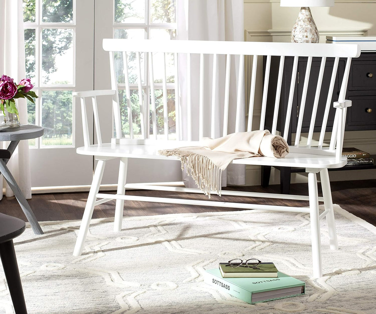 White Spindle Back Bench E31896