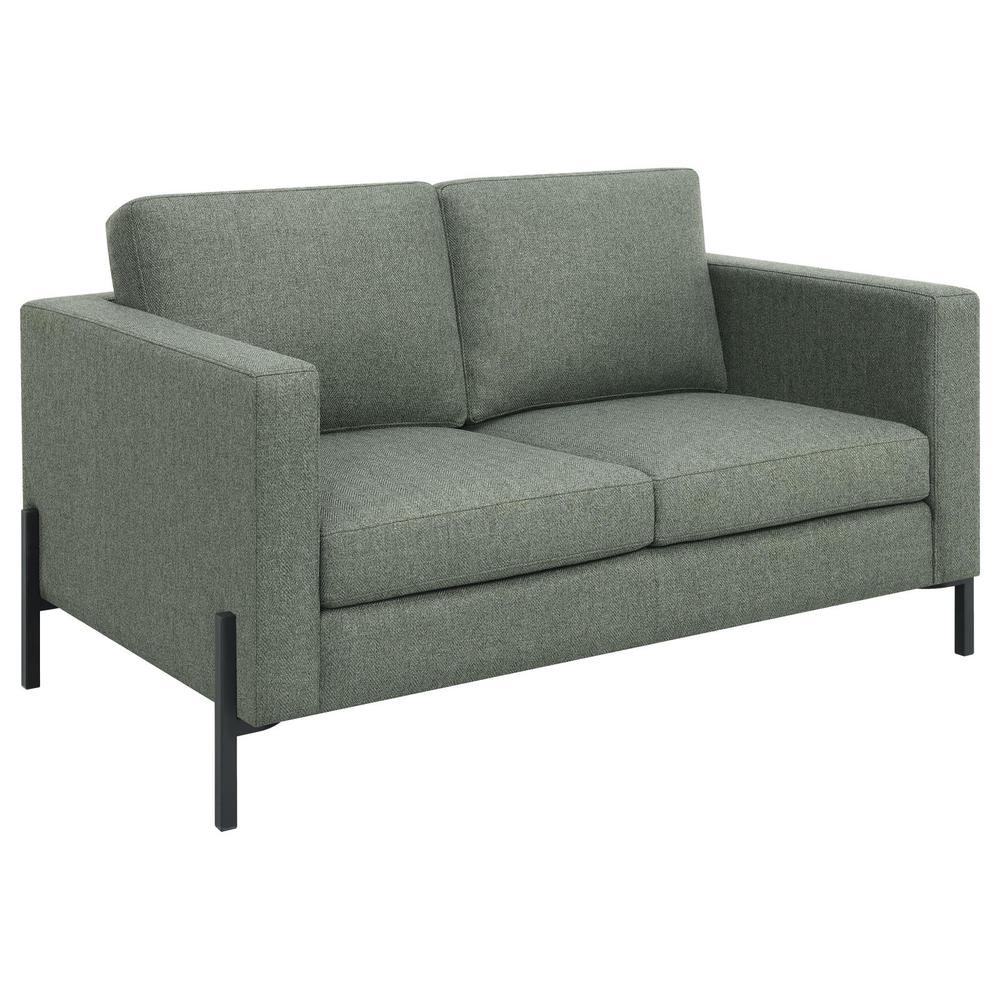 Sage Upholstered Fabric Loveseat with Track Arms H518