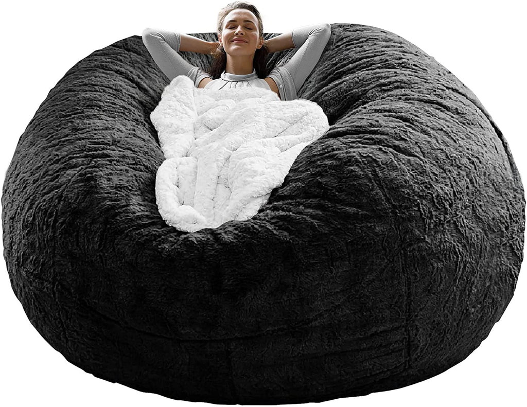 Black 5ft PV Velvet Bean Bag Chair Cover U316