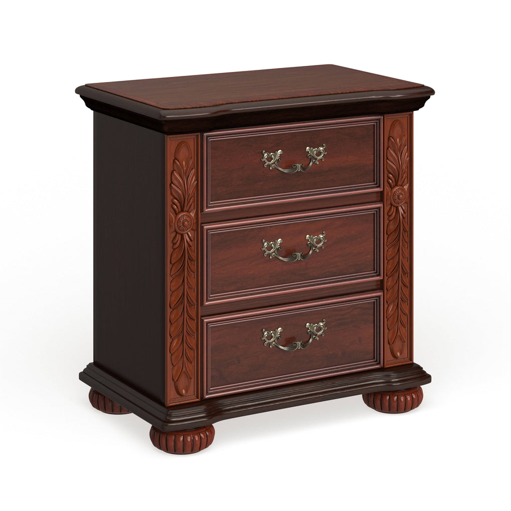 Brown Cherry 3-Drawer Nightstand L3456