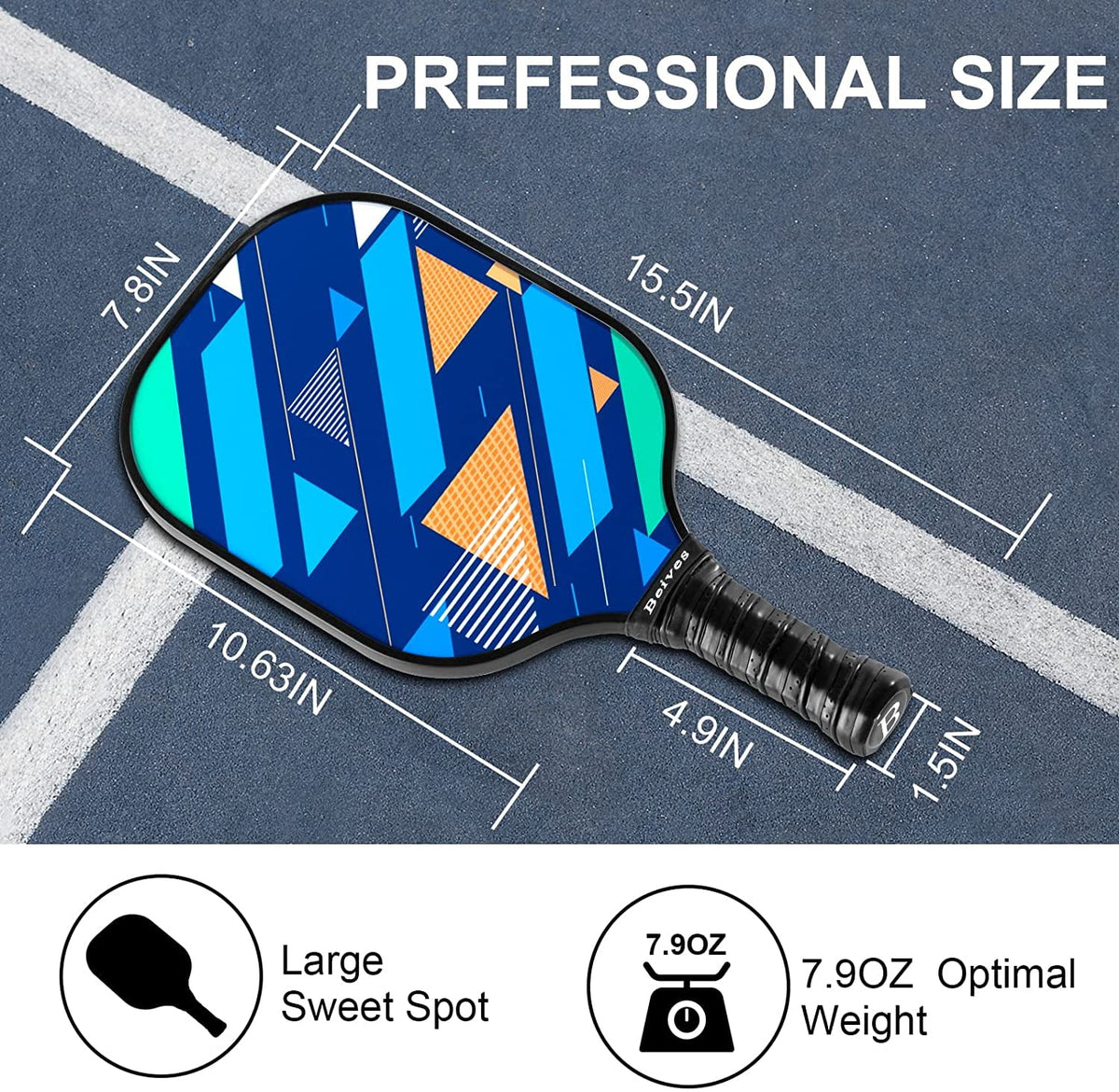 2 Multicolor Carbon Fiber Pickleball Paddles with 4 Balls and 1 Bag P306