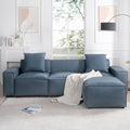 L Shaped Sofa with Removable Ottomans and 2 Pillows R75828