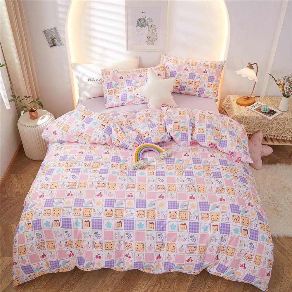 Rainbow Twin Cotton Duvet Cover with Zipper Ties, 1 Comforter Cover 2 Shams H36153