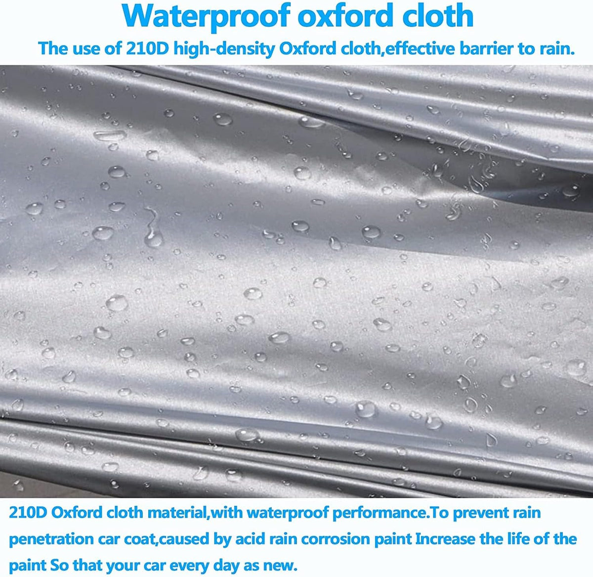 210D Oxford Waterproof Car Cover with Zipper Door, Reflective Strip, Windproof Straps M6081