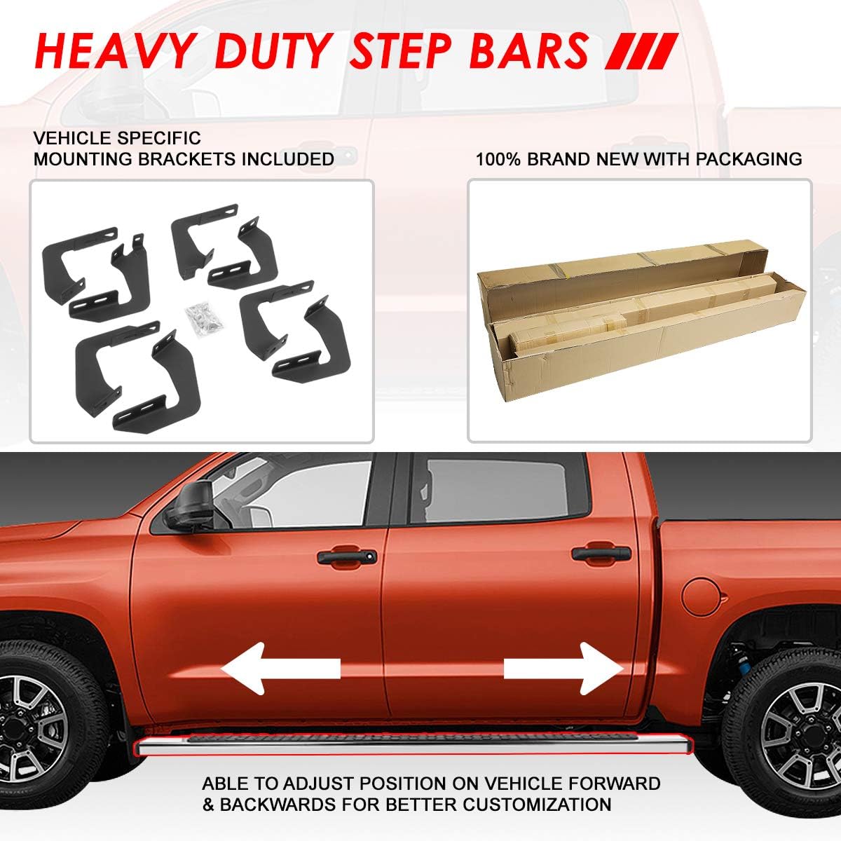 Polished Chrome Stainless Steel Nerf Bar Running Boards P2341