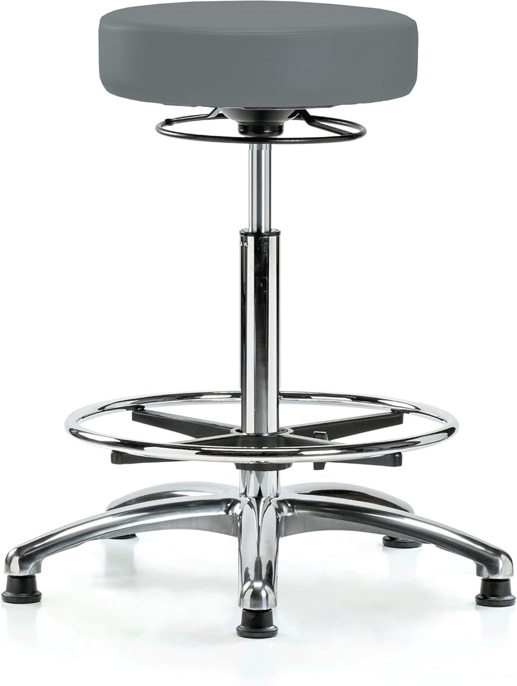 Black Fabric Adjustable Swivel Stool with Footring Q42766