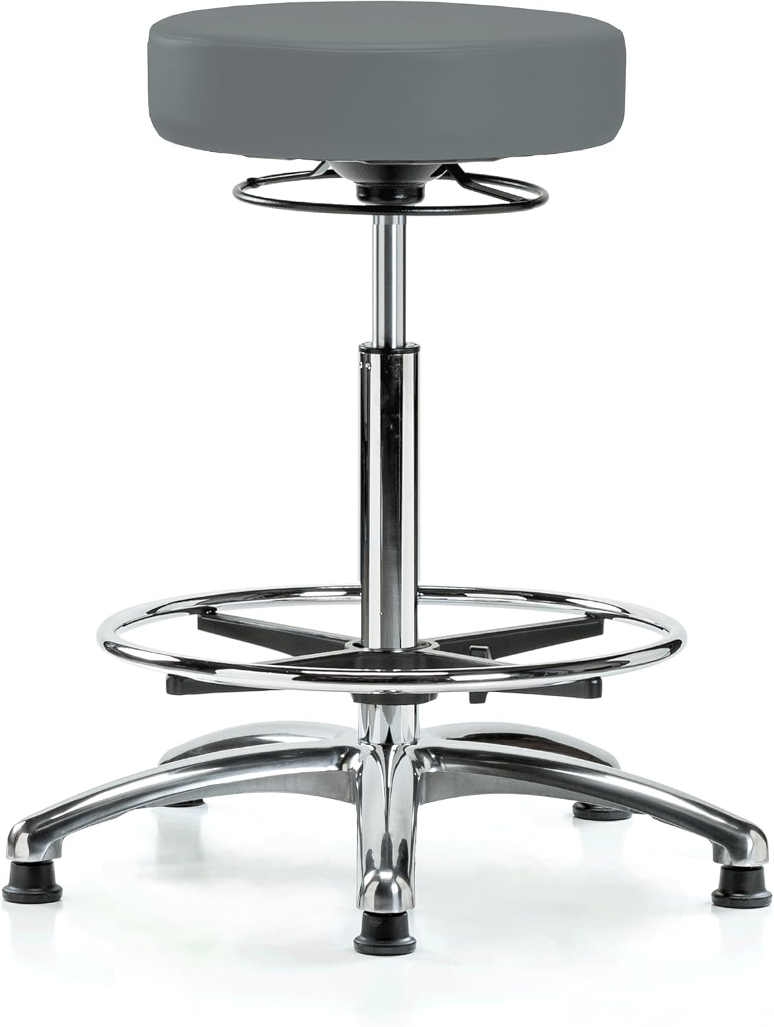 Black Fabric Adjustable Swivel Stool with Footring Q42766