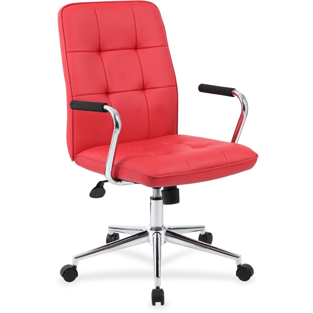 Red Vinyl Office Chair with Chrome Arms and 5-Star Base Y65570