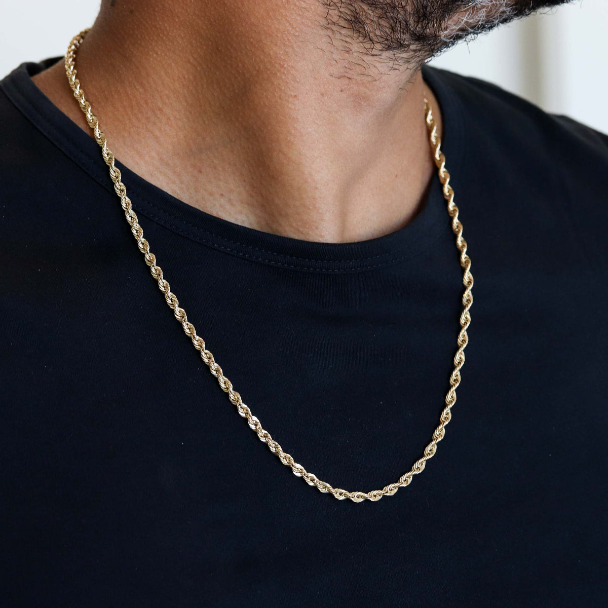 14K Solid Gold Rope Chain Necklace 4mm 16" - 24" N26577