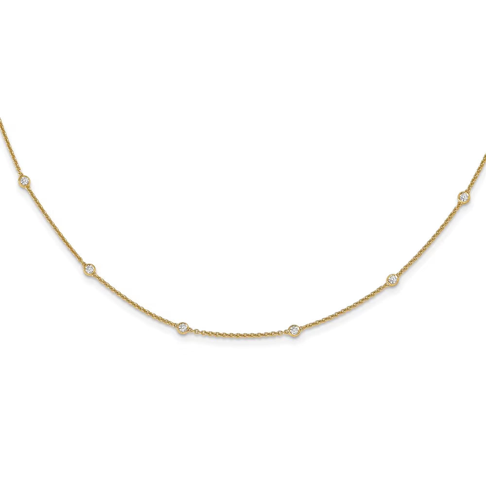 14kt Yellow Gold Diamond Station Cable Necklace 16 inch Lobster Clasp P753176