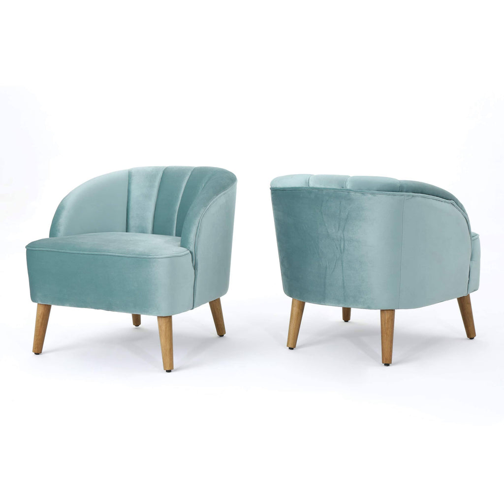 Seafoam Blue Velvet Club Chairs (Set of 2) E4992