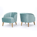 Seafoam Blue Velvet Club Chairs (Set of 2) E4992