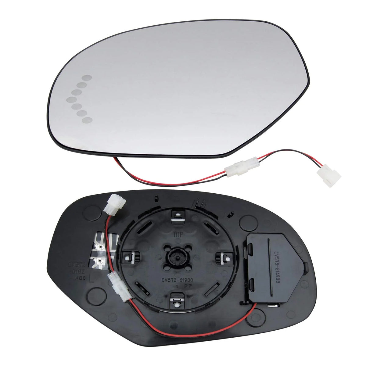 Driver Side Door Mirror Glass Replacement with Plastic Backing Defrost Signal K676771