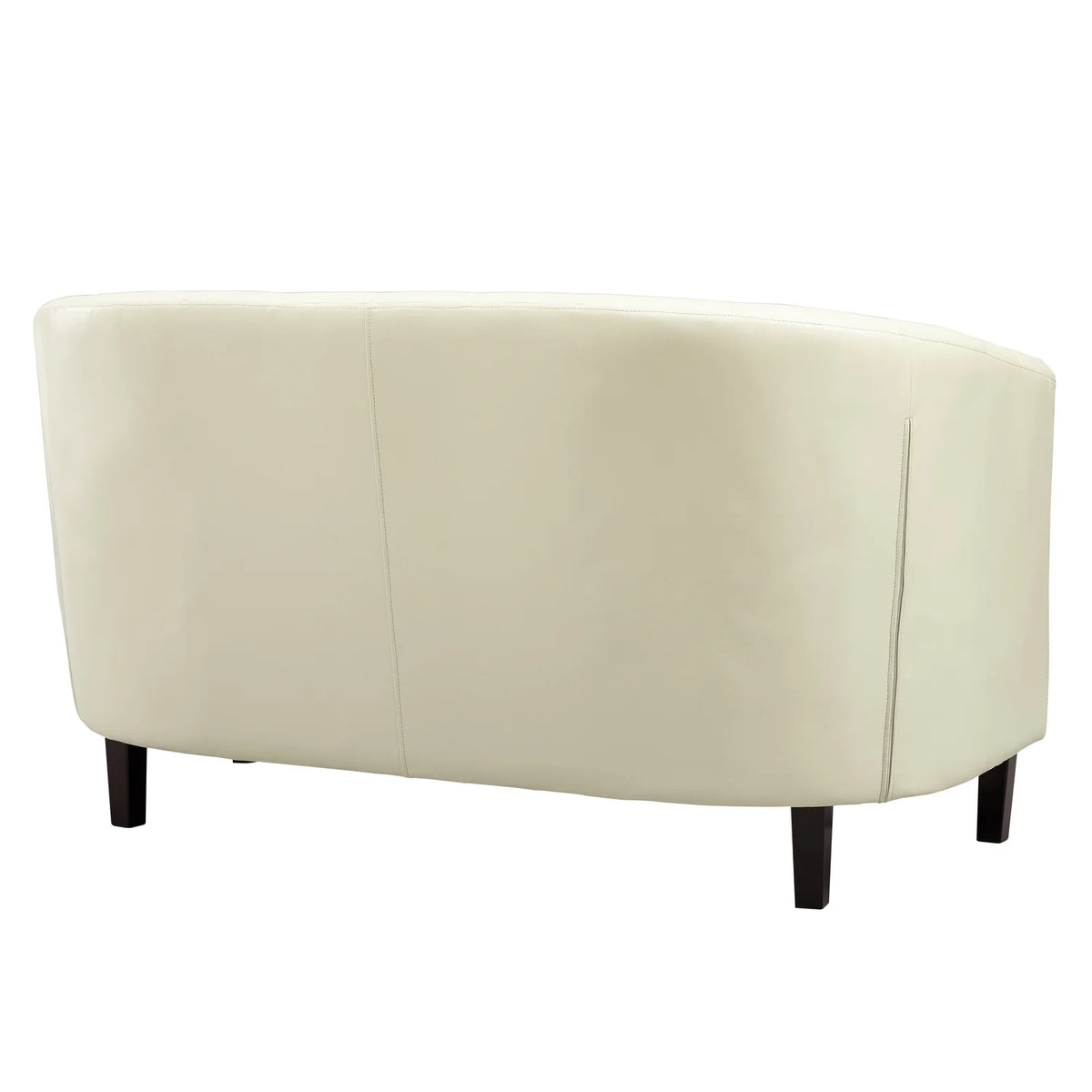 Cream Faux Leather Barrel Loveseat N496