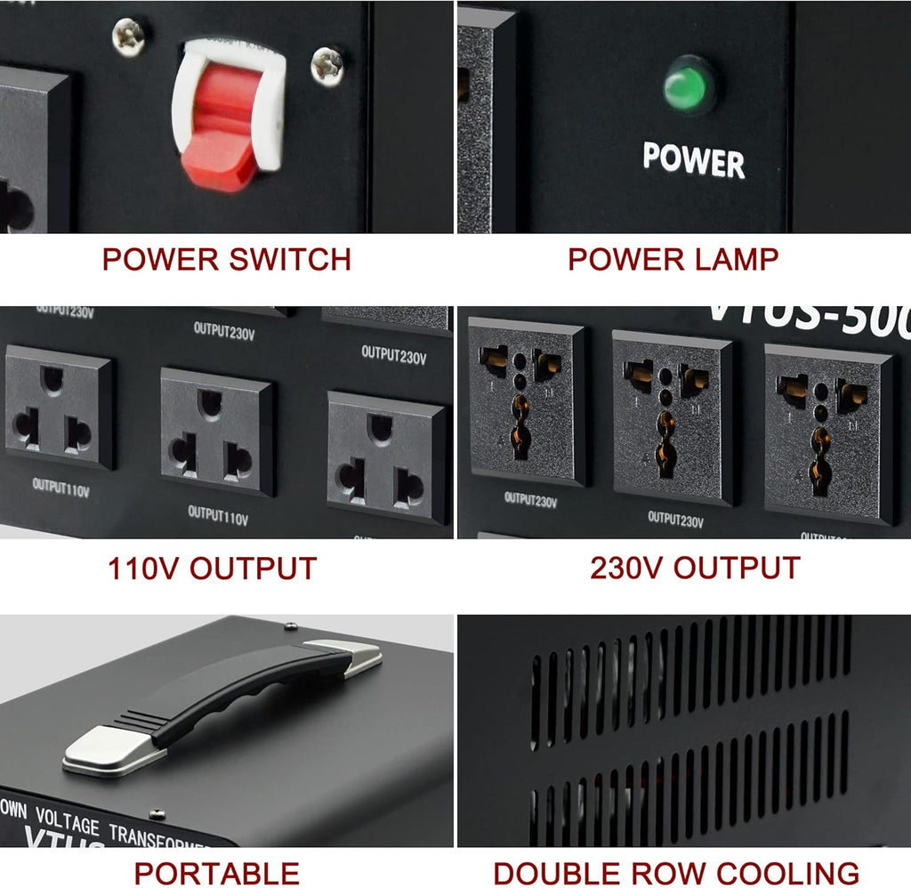5000 Watt Voltage Converter Transformer with Circuit Breaker Protection K861817
