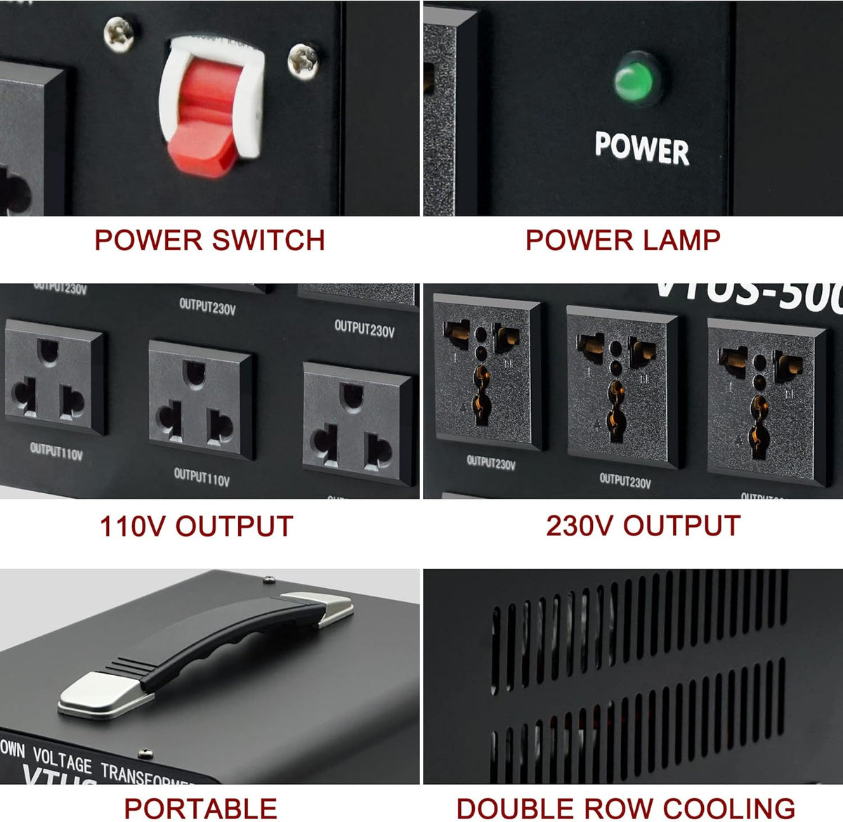 5000 Watt Voltage Converter Transformer with Circuit Breaker Protection K861817