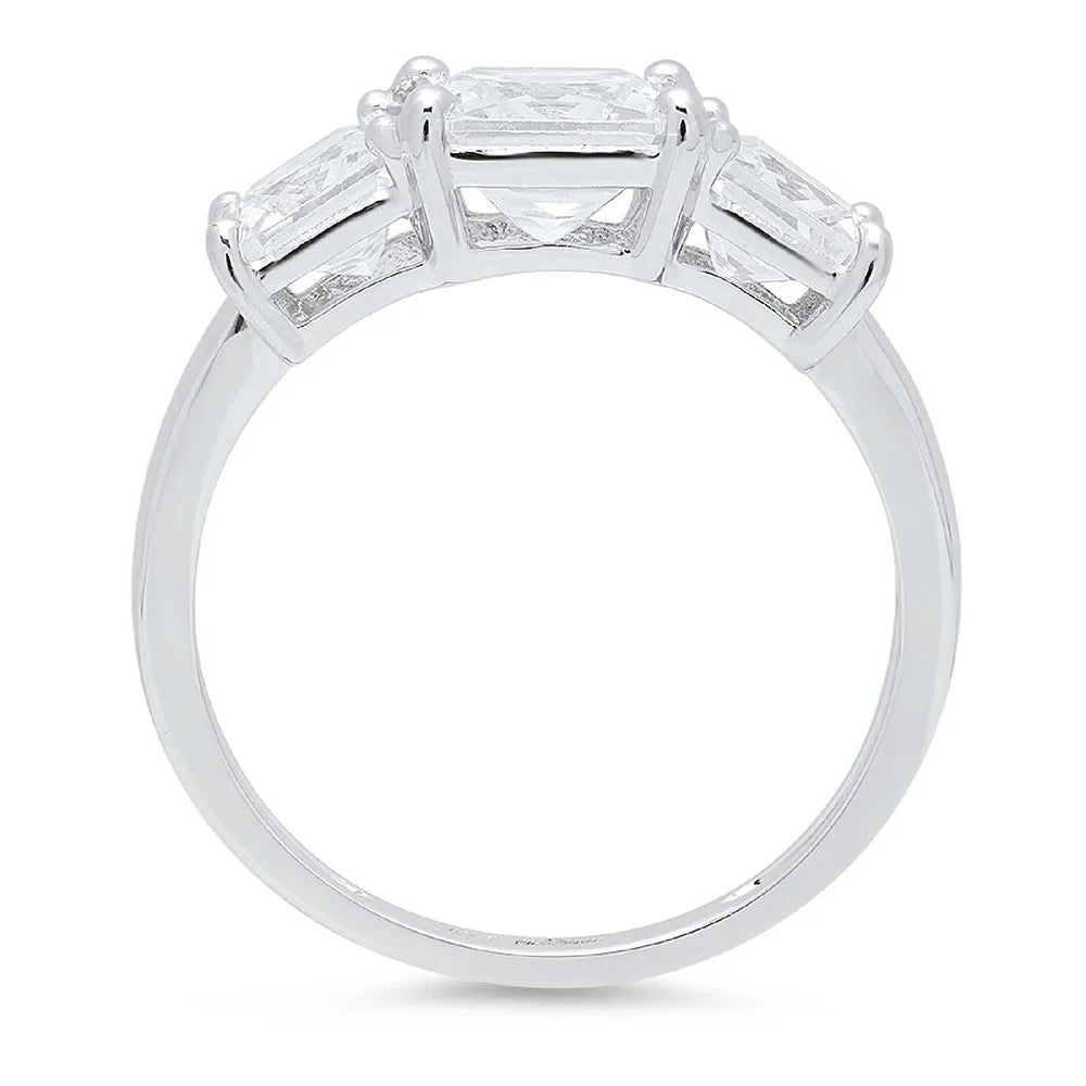 14K White Gold Three-Stone Diamond Engagement Ring size 6.5 F984615