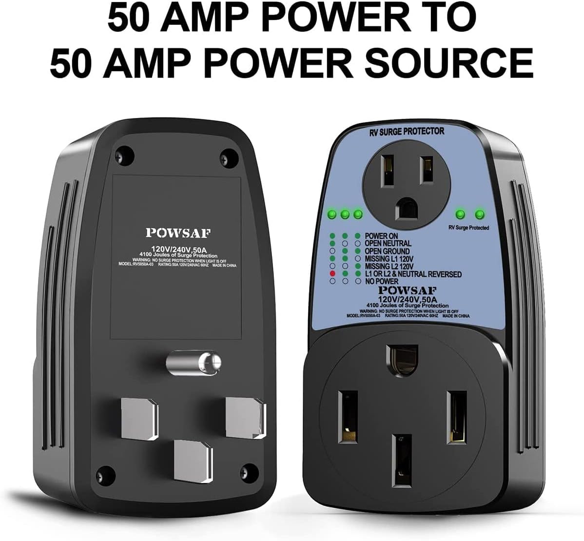 50 Amp RV Surge Protector, 4100 Joules U31650
