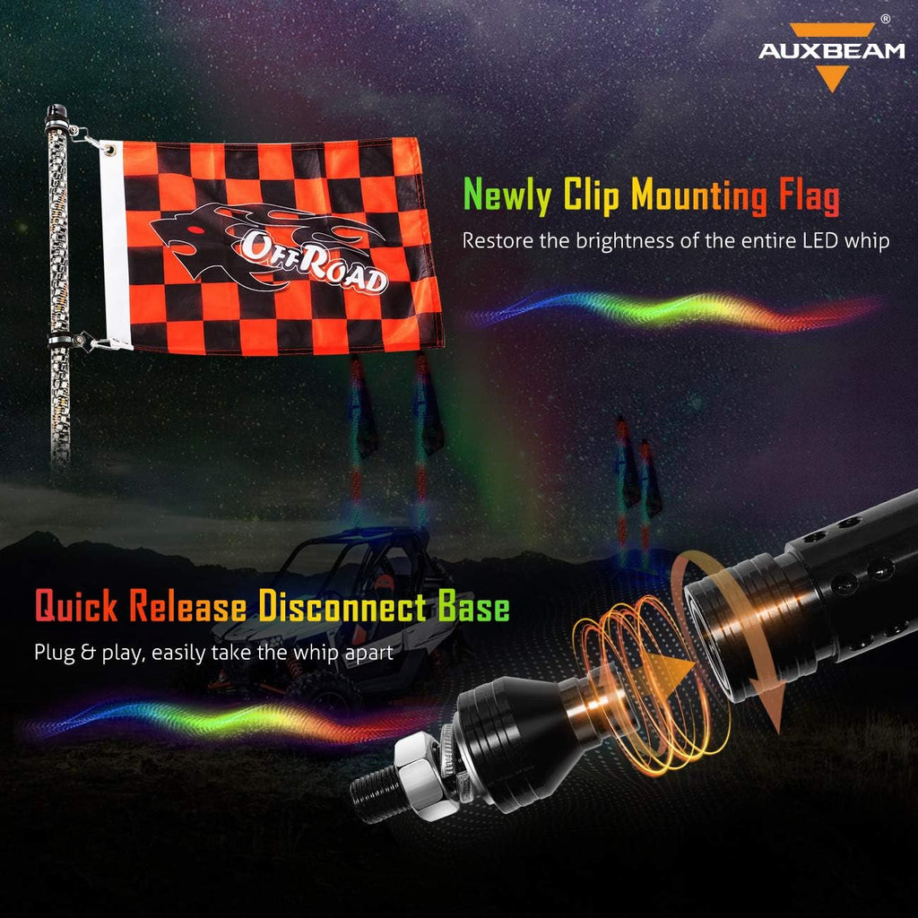 RGB LED Lighted Whip Antenna 3ft Pack of 2 H62340