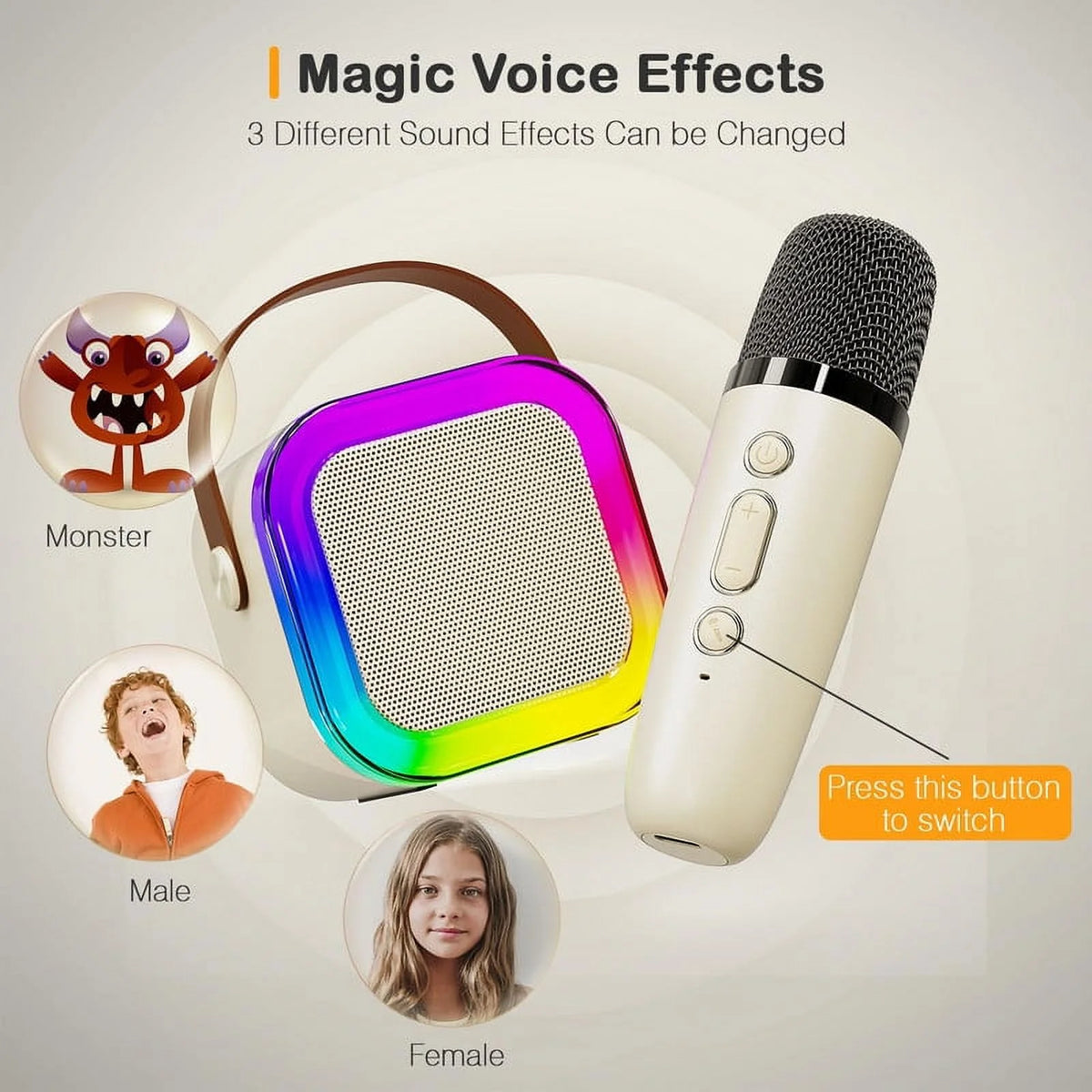 Kids Karaoke Machine with 2 Wireless Microphones H908