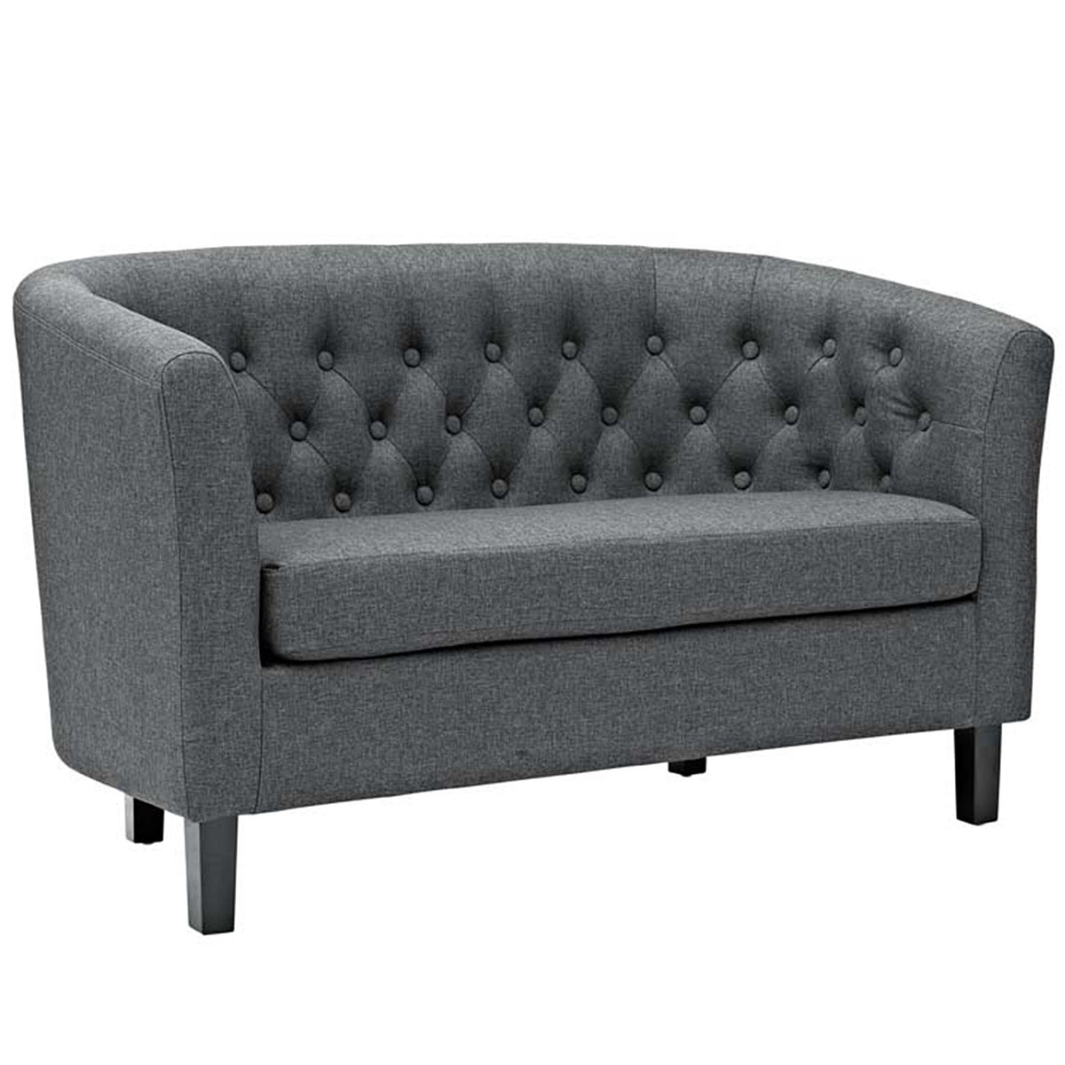 Grey Fabric Button Tufted Loveseat V203545