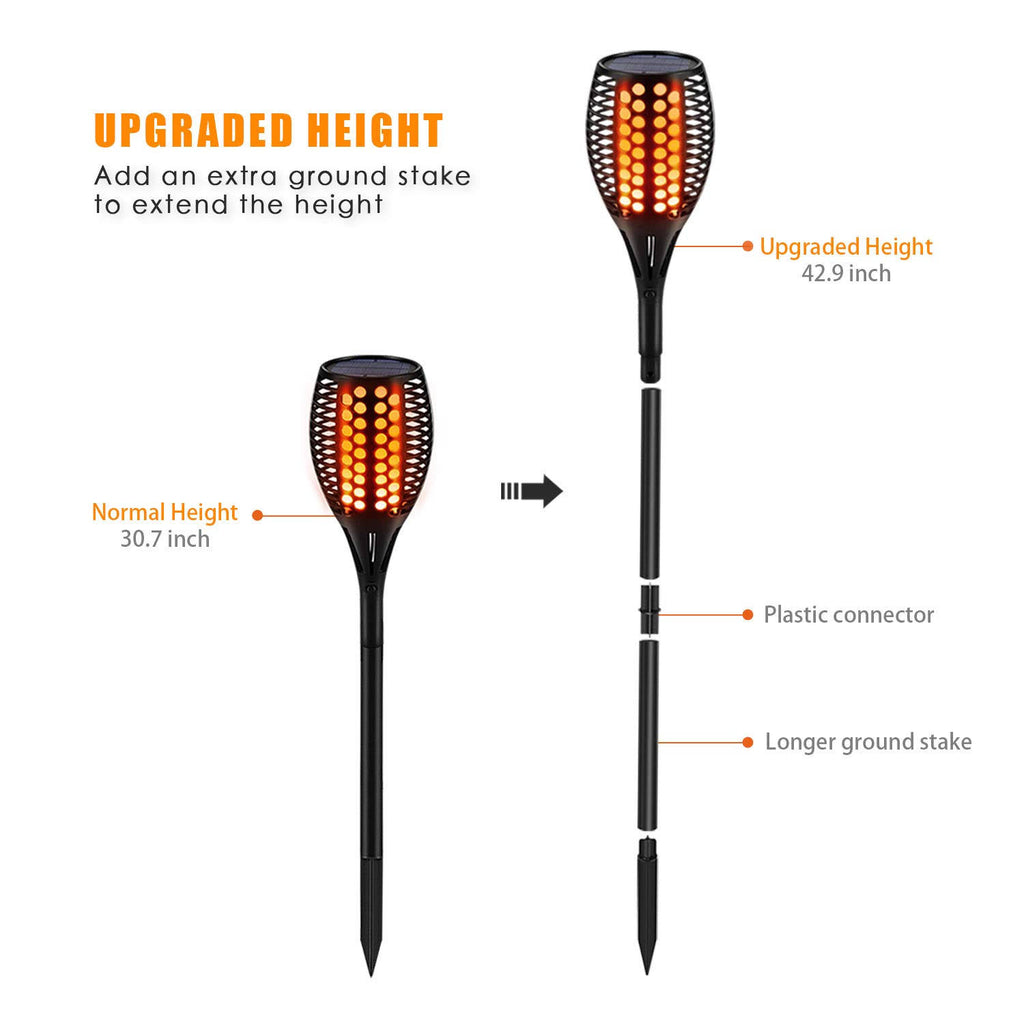 Solar Torch Lights Waterproof Flickering Flame Torches K4855