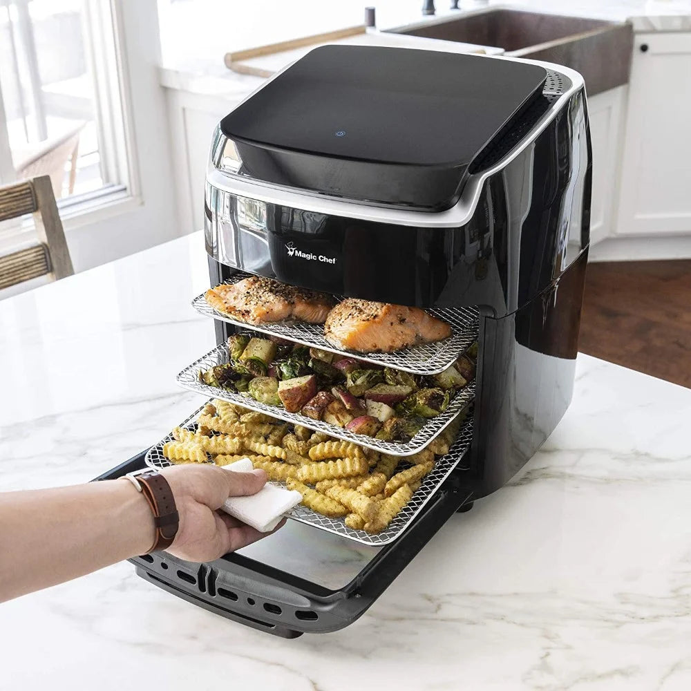 10.5 Quart Air Fryer, Rotisserie, Dehydrator and Convection Oven with 3 Cooking Racks and Drip Tray Q9933