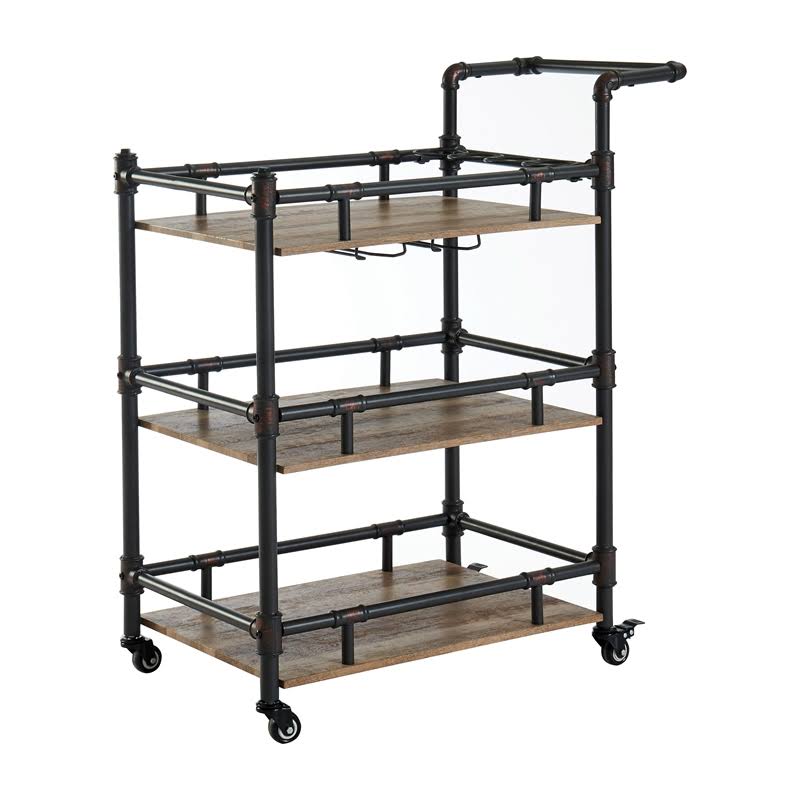 Sand Black Industrial Metal Bar Cart Z13649