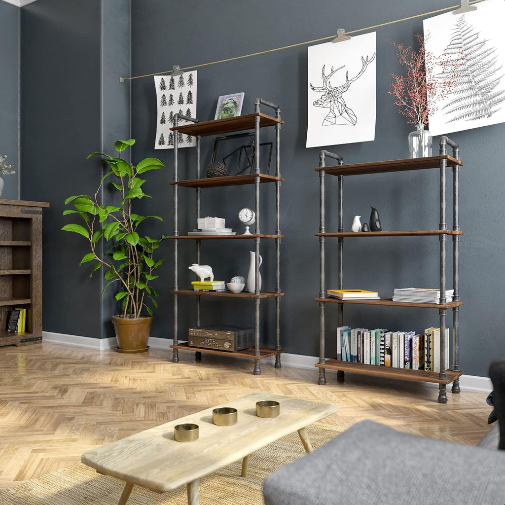 5-Tier Solid Pine Open Wood Bookcase, Brown S518