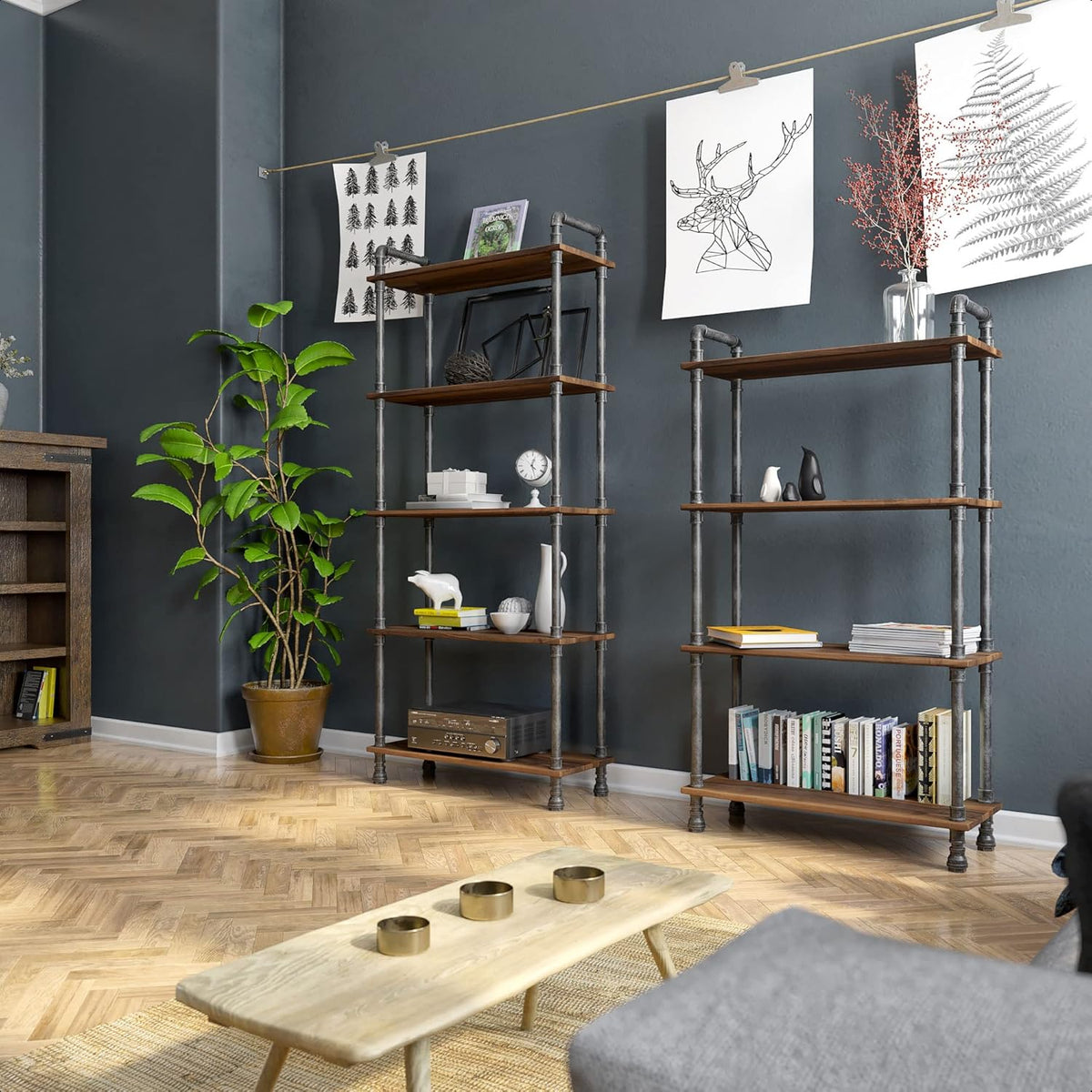 5-Tier Solid Pine Open Wood Bookcase, Brown S518