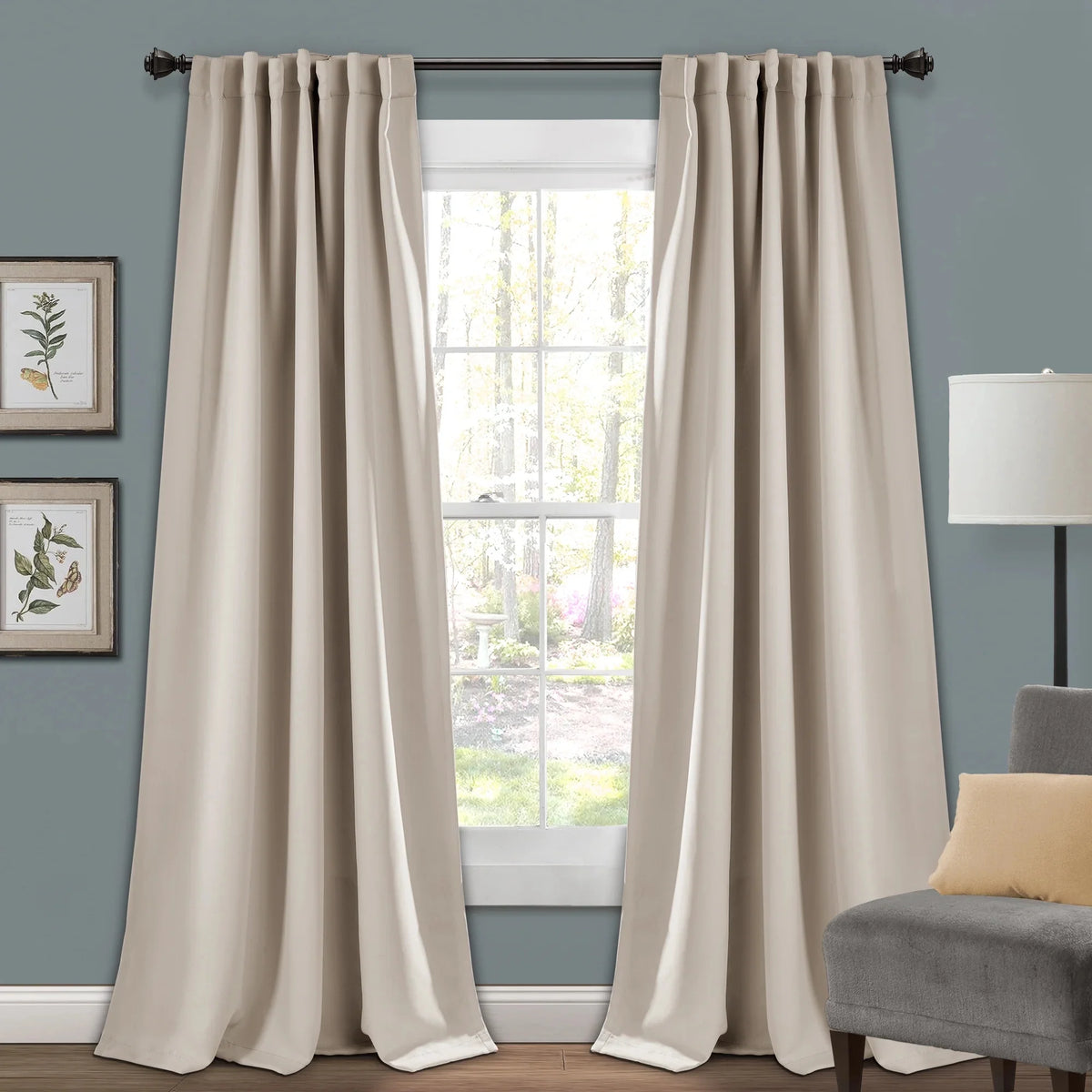 Blue 95" x 52" Insulated Back Tab Blackout Window Panel Pair I922
