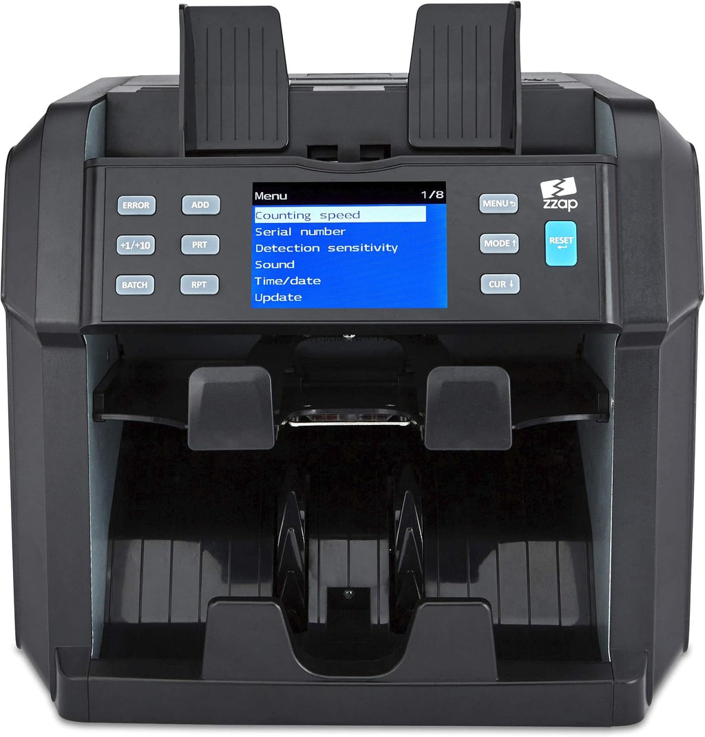 Mixed Denomination Bill Counter 2 Pocket Sorter Counterfeit Detector M1047