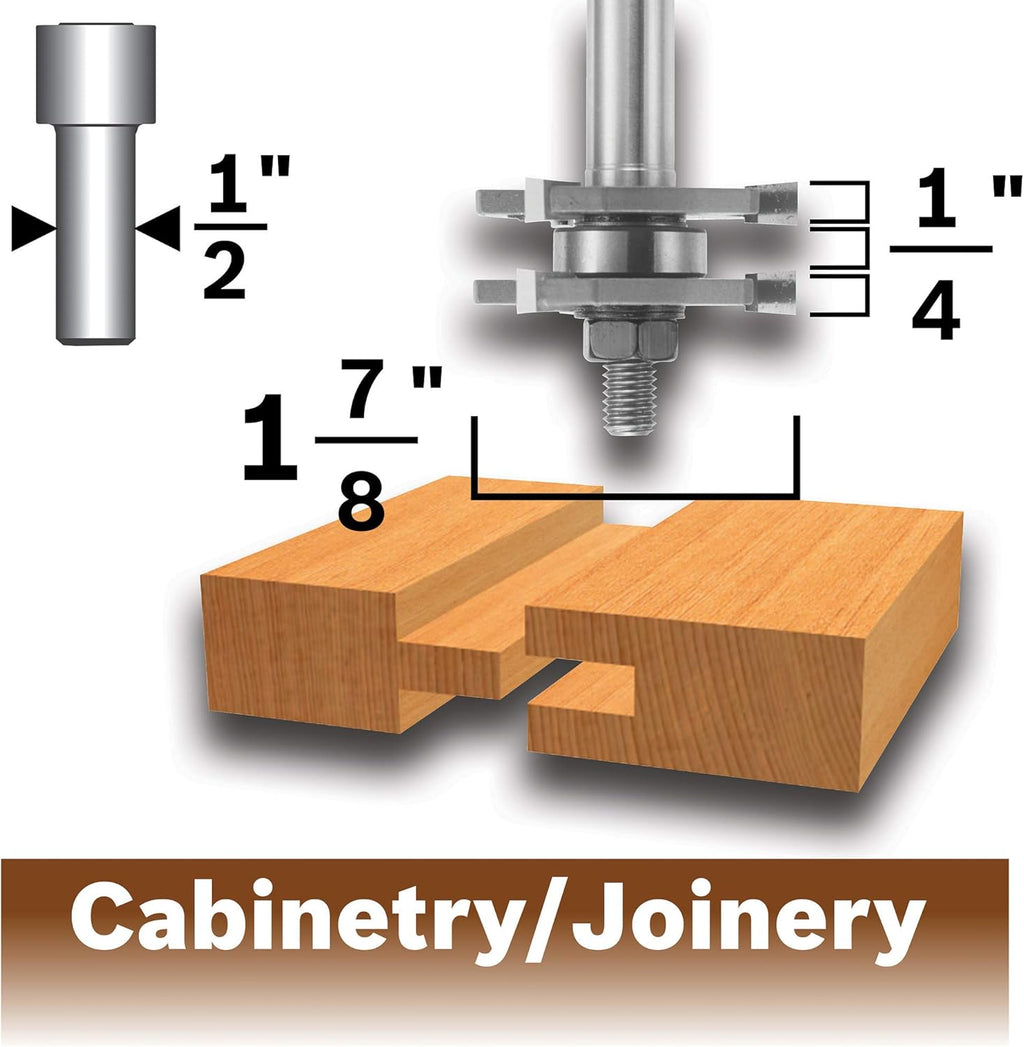 1-7/8 In. x 1/4 In. Carbide-Tipped Tongue and Groove Router Bit Pack of 2 J41727