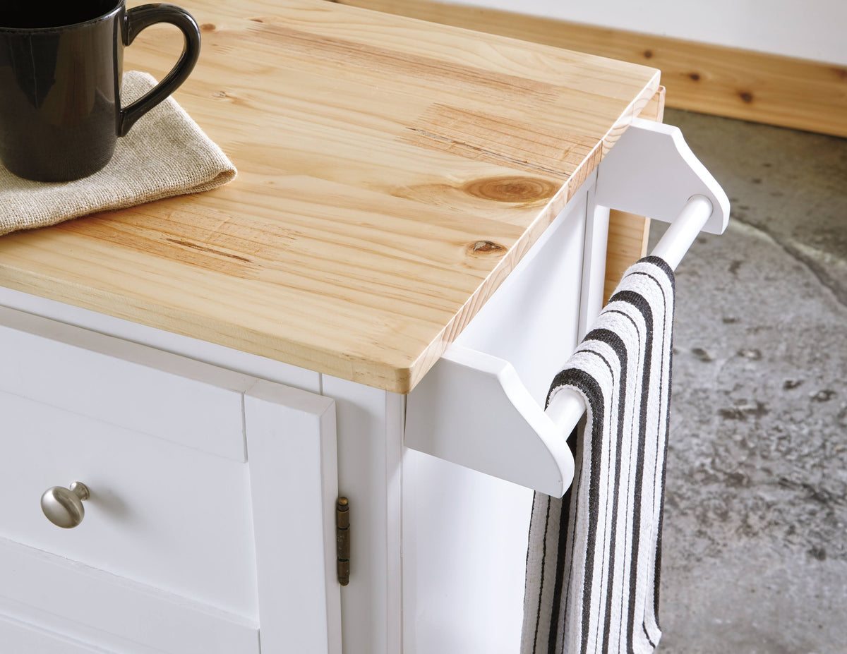 White/Light Brown Kitchen Cart H62558