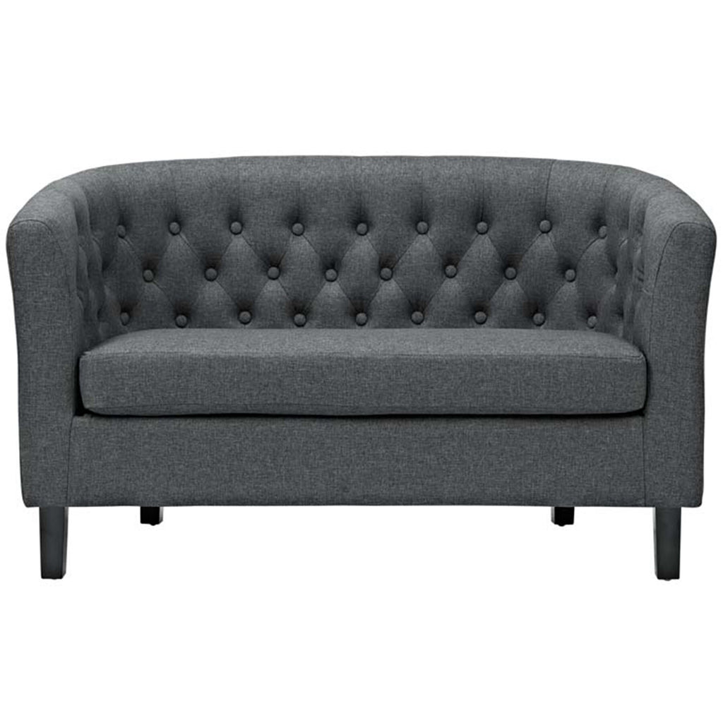 Grey Fabric Button Tufted Loveseat V203545