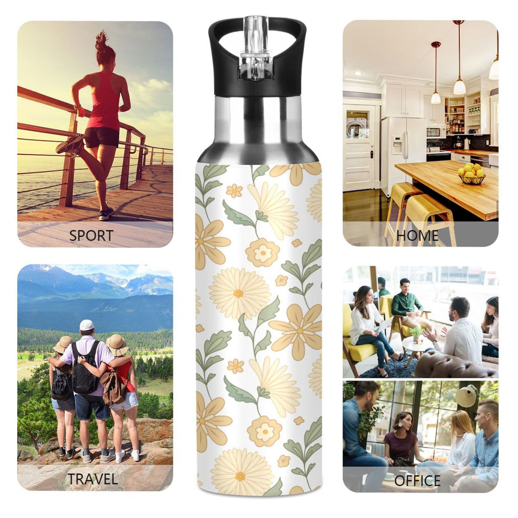 Stainless Steel Insulated Thermos Vacuum Flask Water Bottle with Straw Lid M11608
