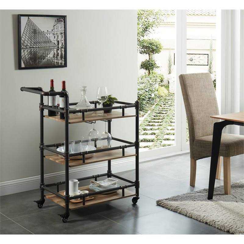 Sand Black Industrial Metal Bar Cart Z13649