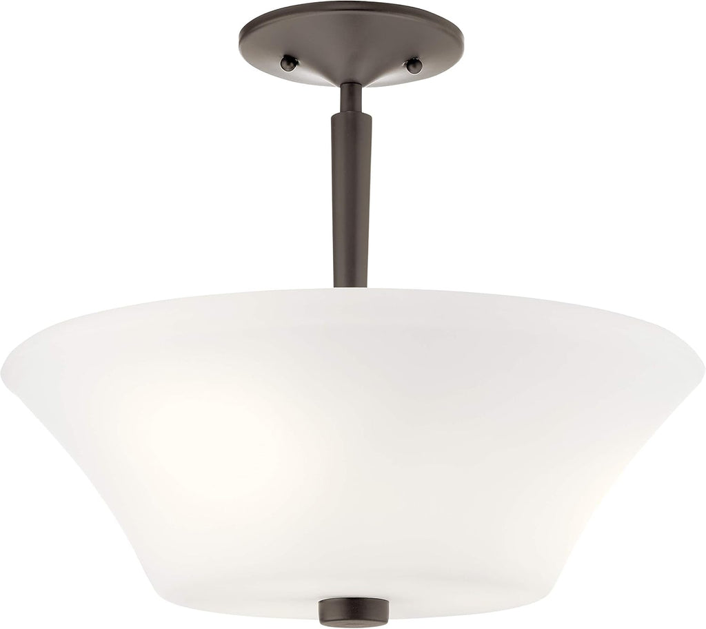 15 3 Light Semi Flush with Satin Etched Cased Opal in Olde Bronze G887378